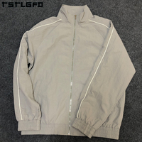 Ensemble de survêtement de jogging personnalisé avec logo, coupe-vent streetwear, ensemble zippé en nylon imperméable, vêtements de sport de gym, survêtements à piping pour hommes