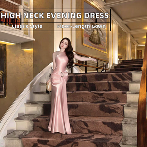 Robe de soirée asymétrique de luxe pour femme élégante, cintrée à la taille, amincissante, pour banquet formel - Product Image 3