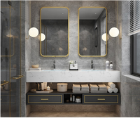 Meuble-lavabo mural contemporain de haute qualité avec lavabo et poignée, meuble-lavabo de salle de bain moderne avec robinet et miroir