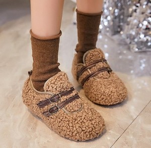 Chaussures d'hiver pour filles en coton doublées de polaire, sandales et pantoufles chaudes unisexes à pois pour enfants, chaussures épaisses et chaudes pour bébés - Product Image 4