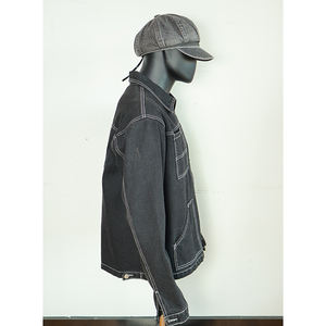 Doger personnalisé surdimensionné lourd vierge <span class=keywords><strong>manteau</strong></span> uni mode luxe Jean Denim veste 14Oz brut Vintage usine Denim veste hommes - Product Image 4