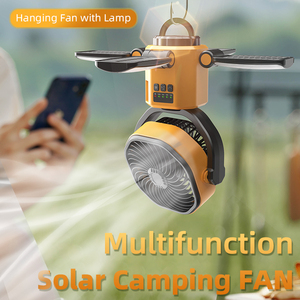 F6611 2025 ผลิตภัณฑ์ใหม่ พัดลมโซลาร์อเนกประสงค์สำหรับตั้งแคมป์กลางแจ้ง 3in1 พร้อมพัดลมเพดานแบบชาร์จไฟด้วยพลังงานแสงอาทิตย์และไฟส่องสว่าง - Product Image 3