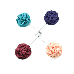 Tecido Rose Flower Broche Rosa e Verde Broches para Homens Suit - Product Image 3