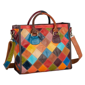 Sac en cuir lisse à carreaux colorés de nouveau style récemment populaire, sac à bandoulière de conception de niche, sac à dos de vacances de grande capacité - Product Image 1