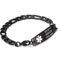 Yiwu Aceon – plaque de couleur personnalisée avec Logo médical en acier inoxydable, étiquette de remplacement, chaîne Figaro interchangeable, Double fermoir