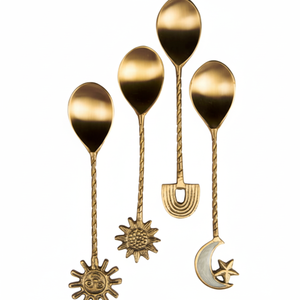 Assorted Brass Spoon Set Eco-Friendly Customizable <b>Kitchen</b> <b>Holder</b> for Spatulas Spoons Tongs & More Made in India - Product Image 1