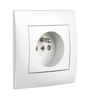 Interrupteur et prise murale électriques 10A en matériau PC, couleur blanche, norme européenne, bouton poussoir, lumière LED, interrupteurs muraux