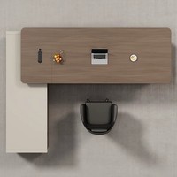 Ensemble de bureau de direction en forme de L, table de bureau de luxe légère, chaise de bureau moderne minimaliste, mobilier en bois haut de gamme pour président et directeur