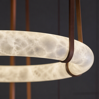 JYLIGHTING Luminaires et lustres luxueux en albâtre pour salon, hall d'entrée, salle d'exposition, décoration artistique, anneau circulaire en marbre suspendu