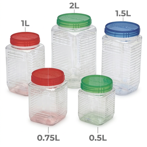 ขวดพลาสติกทรงเหลี่ยม NDURO ปลอดสาร BPA พร้อมฝาปิดแบบ Snap Top สำหรับเก็บขนม/น้ำตาล/ถั่วจำนวนมาก - Product Image 2