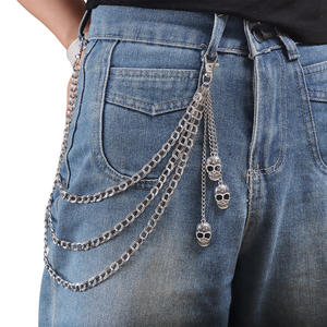 Chaîne de taille de style gothique européen et américain, pendentif crâne en métal gaufré multicouche pour femme, chaîne de corps tendance punk - Product Image 1