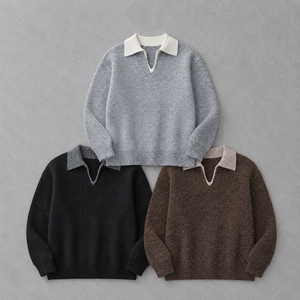 Pull jacquard <span class=keywords><strong>col</strong></span> <span class=keywords><strong>polo</strong></span> personnalisé pour homme, tricot décontracté à manches longues, pull d'hiver anti-boulochage 7gg - Product Image 2