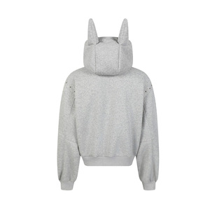 Sudadera con Capucha y Cuello Alto con Orejas de Gato para Hombre, Estilo Urbano Oscuro, para Otoño, con Cierre de Cremallera - Product Image 2