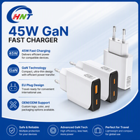 Chargeur mural USB-C ultra-fin HNT 45W GaN, prise EU, PD3.1 PD3.0, chargeur rapide pour appareils Type-C avec protection SCP OTP