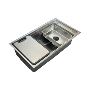 Fregadero de cocina SUS304 grueso moderno Leimanxi 8146 0,75mm 4 agujeros integrado doble cuenco lavabo hogar vegetal lavado VN - Product Image 1