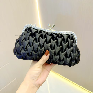New Cross-border Celebrity Evening Polyester <b>Clutch</b> Bag Temperament Rhinestone Satin Bride Bridesmaid European-American Tanjing - Product Image 6