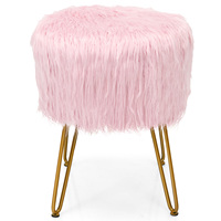 Chaise de coiffeuse en fausse fourrure, tabouret de maquillage, siège rembourré en fourrure, pouf rond