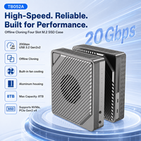 Station d'accueil SSD NVMe PCIe Gen3x4 à 4 baies avec clonage hors ligne, USB 3.2 Gen2x2 20 Gbit/s, ventilateur intégré, en aluminium, pour SSD 2230-2280, jusqu'à 8 To, alimentation 12/8A