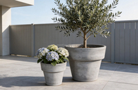 Pots en ciment faits à la main, jardinières rondes pour balcon, pour arbustes, arbres, décoration paysagère extérieure