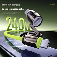 Kabel Sparrow 240W 6A 4-in-1 USB3.0 TPE Dual Head Empat Antarmuka Pengisian Cepat untuk iPhone & Silikon