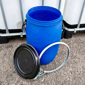 Blue <b>Plastic</b> <b>Drum</b> Cylinder 30 Gallon Storage Container with Lid Recyclable Industrial Packaging Barrel - Product Image 1
