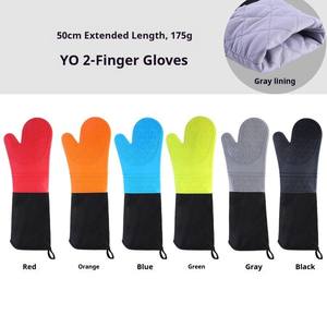 Gants de cuisson en silicone robustes de 50 cm avec doublure en coton épaissi pour cuisine commerciale, résistants à la chaleur du micro-ondes - Product Image 3