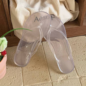 XIXITIAO Sandalias Planas de Cristal Minimalistas Estilo Coreano, Chanclas de <span class=keywords><strong>Playa</strong></span> Antideslizantes, Elegantes Chanclas de Dedo para Mujer - Product Image 6