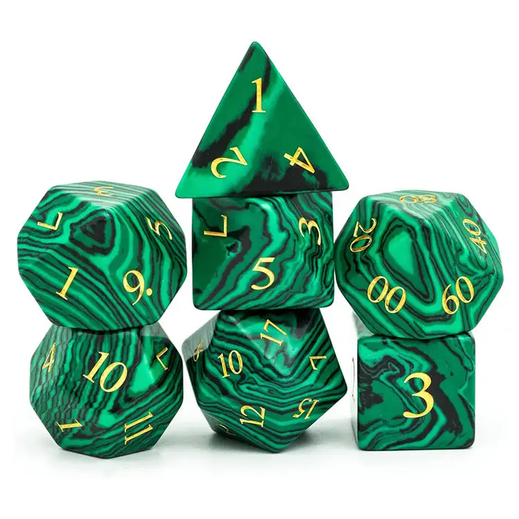 Set di dadi DND in pietra personalizzata Set di dadi con numeri di colore di pietre preziose naturali dadi D & D fatti a mano per giochi da tavolo Dungeons and Dragons