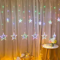 Рождественская светодиодная гирлянда-занавеска со звездами, Декоративная гирлянда, праздничное свадебное освещение