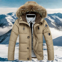 Veste d'hiver de luxe de haute qualité pour hommes, taille XXL, veste d'hiver rembourrée imperméable pour hommes, veste en duvet pour hommes avec capuche en fourrure
