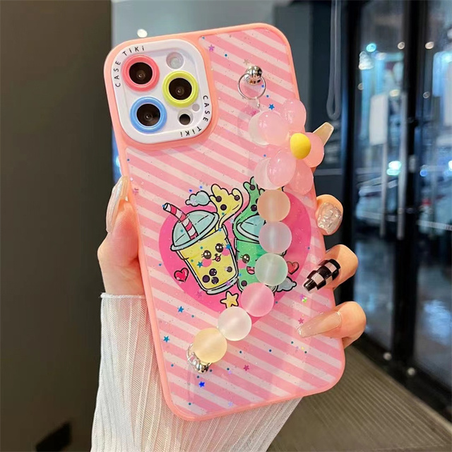 Case for Samsung Galaxy A05/A05S/A15 Girls Fashion Girls Glitter Starry Colorful Pearl Bracelet Shockproof Phone case