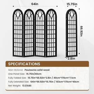 Paravent pliant japonais autoportant à 4 panneaux, style Shoji, cadre en bois, <span class=keywords><strong>cloison</strong></span> décorative - Product Image 2