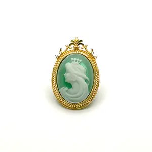 Vente en gros de bijoux en or vermeil broche vintage en argent 925 avec pendentif de la reine pour femmes
