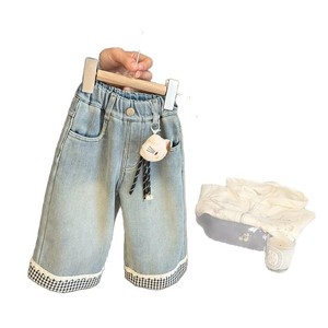 Childrens Fleece <b>Lined</b> Jeans <b>Pants</b> Thickened Straight Leg Warm Winter Wear For Girls Cotton Material With Plush Toy Included - Product Image 3