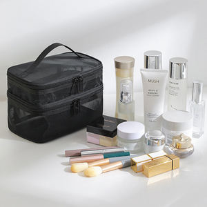 Portable Multifunctional <b>Travel</b> for <b>Toiletry</b> <b>Bag</b> Large Double-Layer Cosmetics <b>Bag</b> Zipper Closure Fashion Daily Use New Nylon - Product Image 2