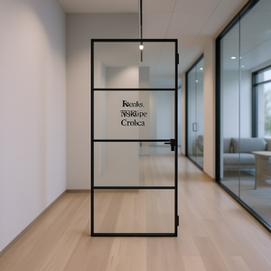 Porte de séparation intérieure en verre trempé et aluminium, design minimaliste noir, ouverture latérale, 79,3 pouces de haut - Product Image 3