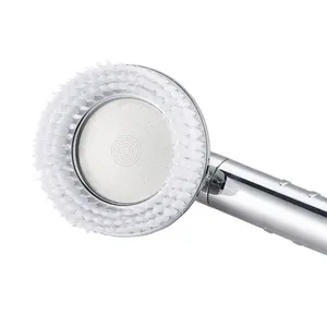 Vendita calda ad alta pressione risparmio di acqua tre funzioni ABS lungo manico spazzola testa doccia con un pulsante di arresto dell'acqua chiave