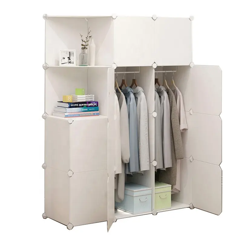 ประกอบตู้เสื้อผ้าพลาสติกอย่างง่าย DIY ฟรีรวมกันประกอบตู้เก็บตู้เสื้อผ้า