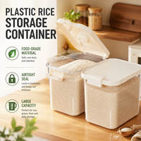 Contenedor Clásico de Plástico para Almacenamiento de Arroz, Uso Doméstico, a Prueba de Insectos y Humedad, Sellado, Grande, Capacidad para 20 Libras, Caja para Arroz, Granos y Harina