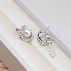 Wenchi S925 Silver <b>Pearl</b> Earring and Ring <b>Set</b> Bird's Nest Style Semi-finished Empty Tray DIY Accessories 1318 Fine <b>Jewelry</b> China - Product Image 4