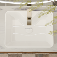 Vasque de salle de bain rectangulaire en céramique à poser sur comptoir, moderne, pour hôtels et villas, écologique, vente en gros