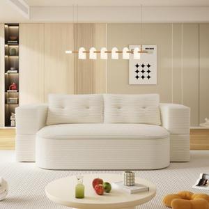 Modern 2-in-1 Foldable <b>Sofa</b> 2 Soft Pillows Comfortable Corduroy <b>Floor</b> Folding <b>Sofa</b> Bed for Living Room, Bedroom - Product Image 1