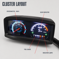Speedometer Odometer Tachometer LCD Digital Plastik 12V Baru untuk Motor, Panel Instrumen Depan Pengganti Warna Hitam