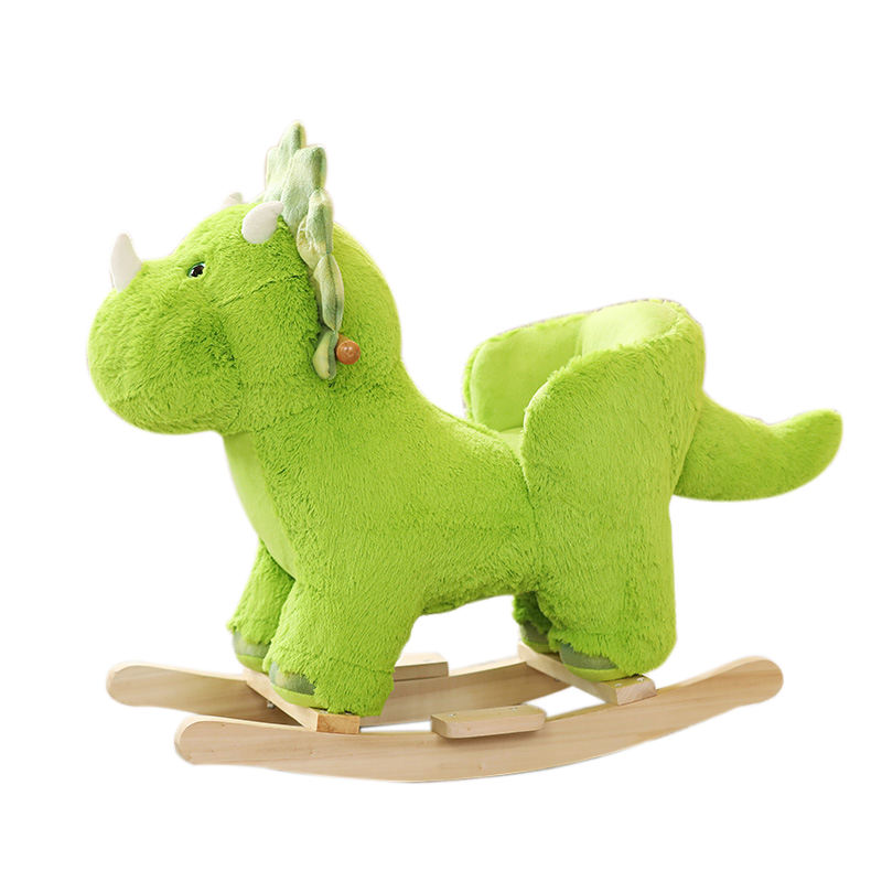 1-3 Years Boy&Girl Baby Green Dinosaur Plush Animal Rocker Toys Wooden  Riding Horse Kids Rocking Horse