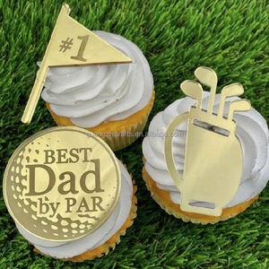 <span class=keywords><strong>Feliz</strong></span> Día del Padre Acrílico Cake Topper Good Dad Love You Daddy Espejo Acrílico Disco Cupcake Decoración - Product Image 2