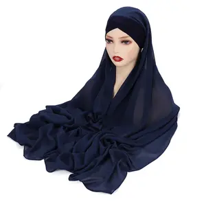 Supply America Malaysia chiffon and cap hijab Customized Good modern Muslim Lazy people wrap head gauze Fairy colours