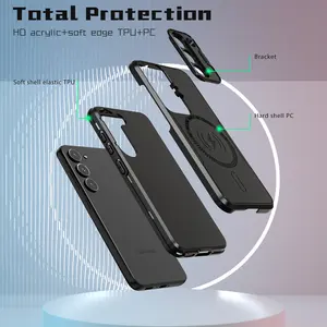 Lens Protection Flip Bracket Magnetic Cell Phone Case For Samsung Galaxy S23 Plus S22 Ultra S21 Shockproof TPU PC Cover Shell