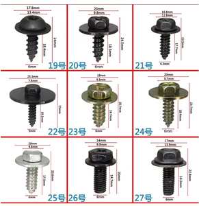 IJzer Staal Metrische autoschroeven Spatbord Motorbescherming Bumperbevestiging Speciale clips Zelftappende schroeven Fijne draad Zwarte oxideafwerking - Product Image 4