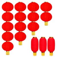 Serie de faroles rojos, farol de cuerda impermeable para exteriores para Año Nuevo chino, estampado decorativo plegable, decoraciones para fiestas, Año Nuevo