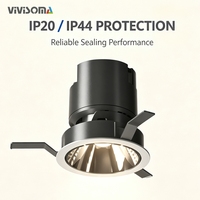 Projecteur LED COB encastré fixe RS03008 IP20 IP44 7W 12W 15W 20W, downlight de plafond CRI90, plusieurs angles de faisceau, éclairage intérieur